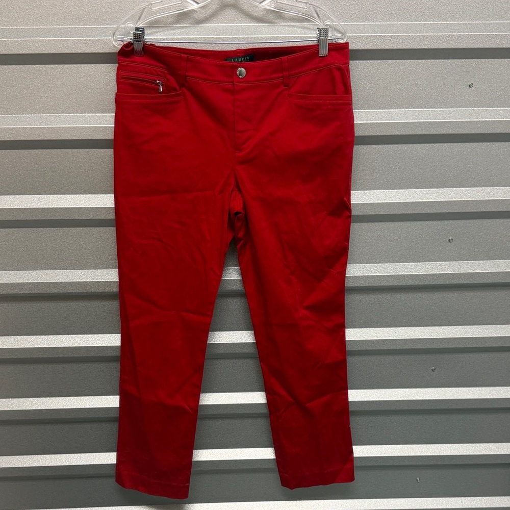 Lauren Ralph Lauren Vintage Red Flat Front Trouser Pants Size 10 Preppy Academia